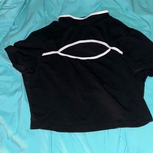 Black crop top/open chest